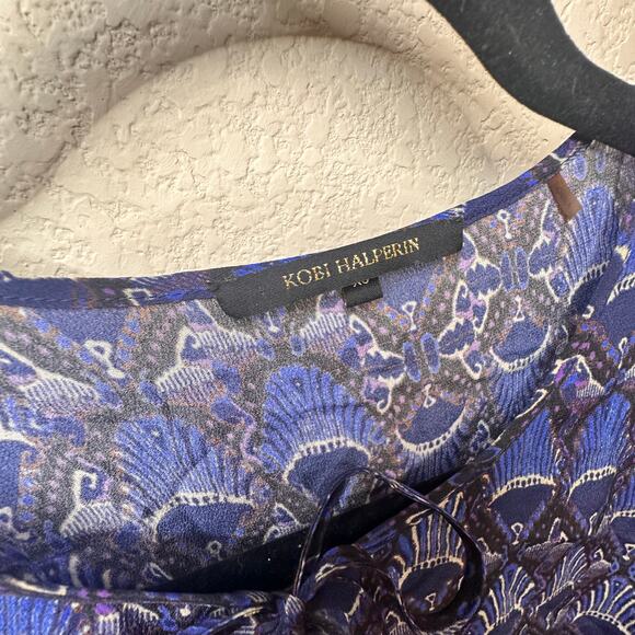 NWOT Kobi Halperin Blue Peacock Blouse size XS - Picture 4 of 5